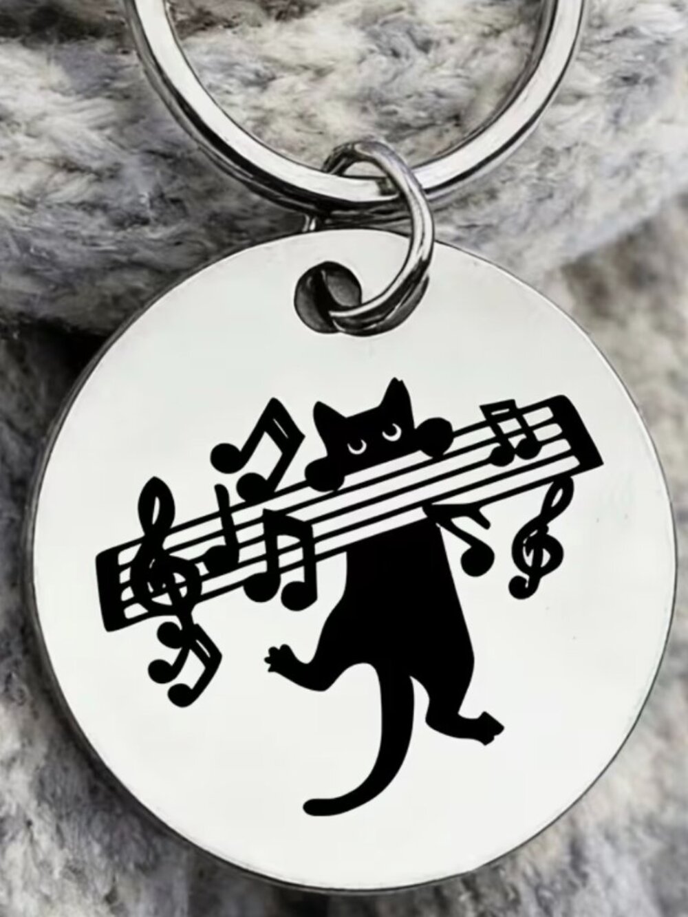 3/$25 Musical Cat Stainless Steel Keychain NEW